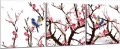 セットパネルの梅の花の中の鳥